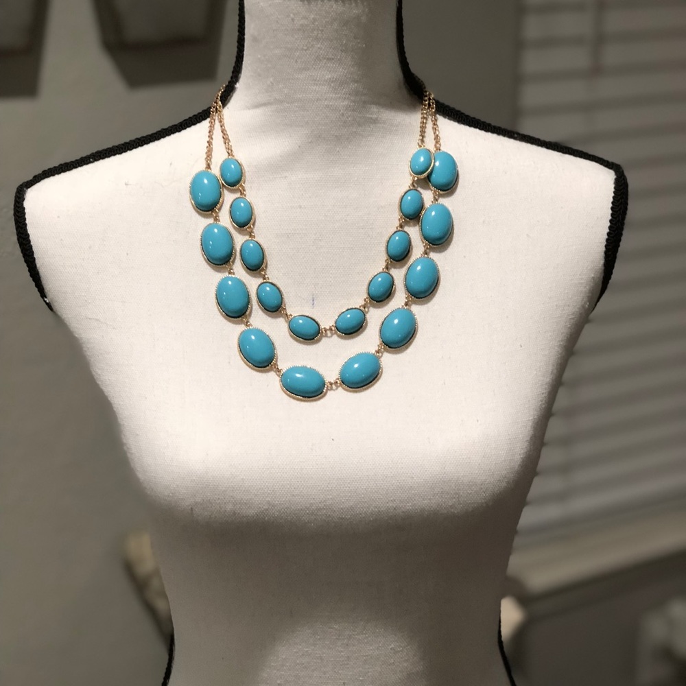 Turquoise blue two-layer necklace